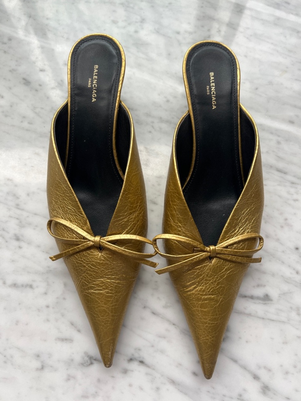 Balenciaga Gold Knife Mules, 37 - Picture 3 of 13